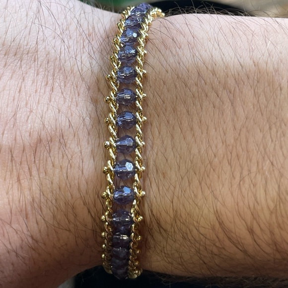 Jewelry - Vintage Deadstock 10KT Gold Filled Bracelet with Blue Quartz Faceted Crystals